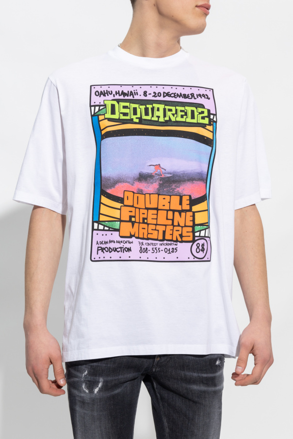【送料&関税込】Dsquared2 Tie And Dye Print T-shirt Men's luxury T-shirt - Black tie and die beige T-shirt with